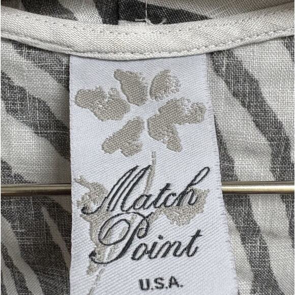 Match Point XL Zebra Print Linen Swing Dress Gray/White Pockets - Picture 3 of 4